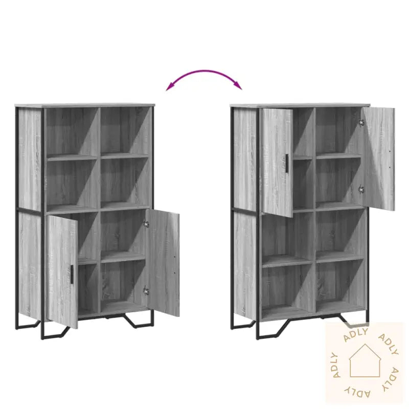 Highboard Grå Sonoma 79,5X35,5X137,5 Cm Konstruert Tre