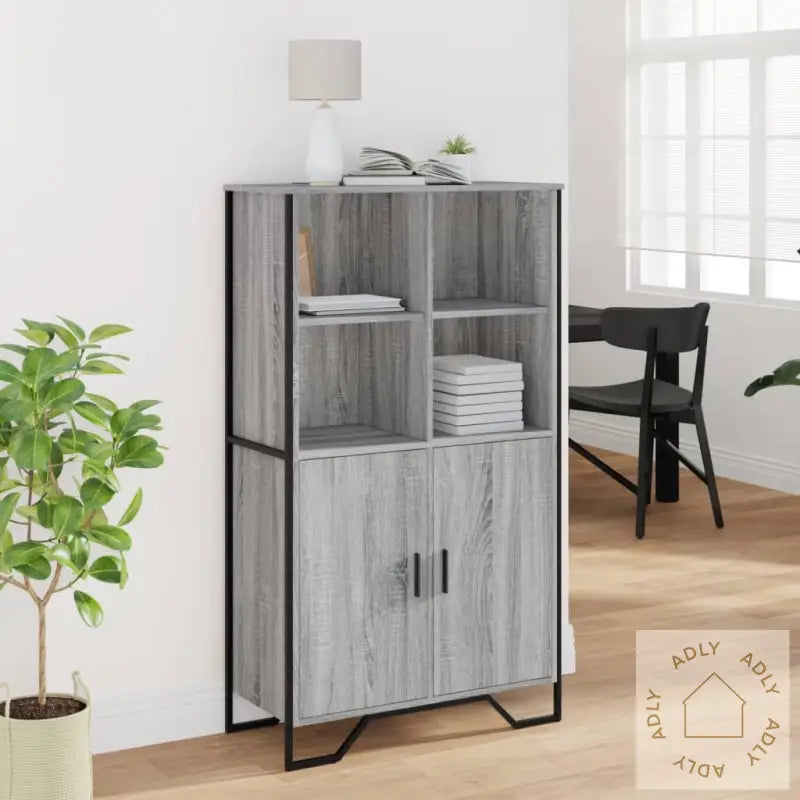Highboard Grå Sonoma 79,5X35,5X137,5 Cm Konstruert Tre
