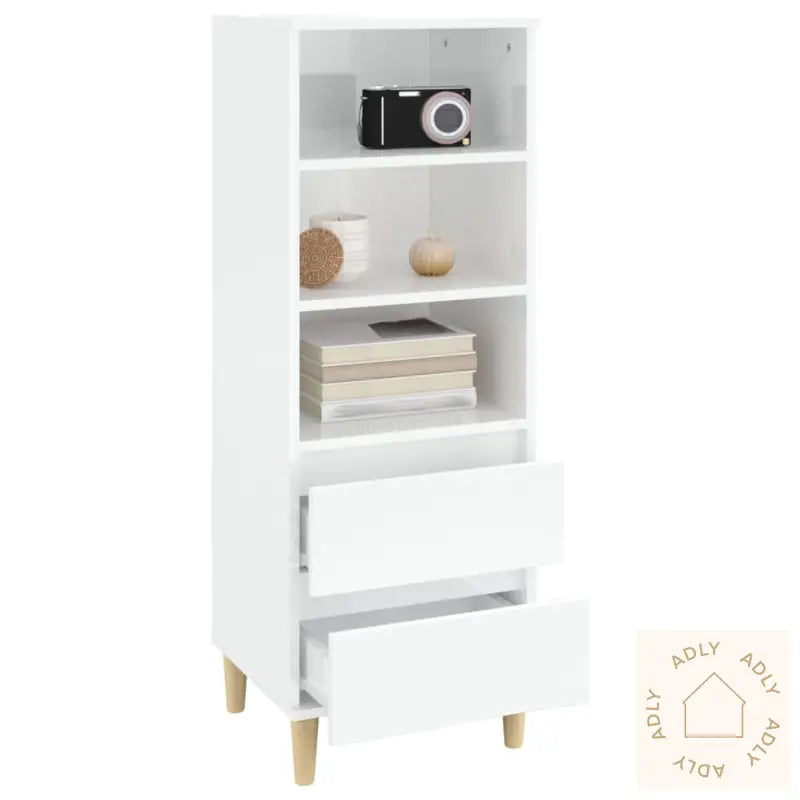 Highboard Høyglans Hvit 40X36X110 Cm Konstruert Tre