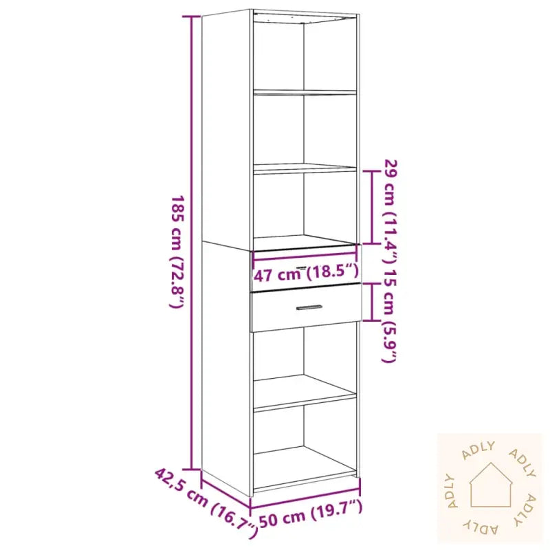 Hylle Hvit 50X42,5X185 Cm Konstruert Tre