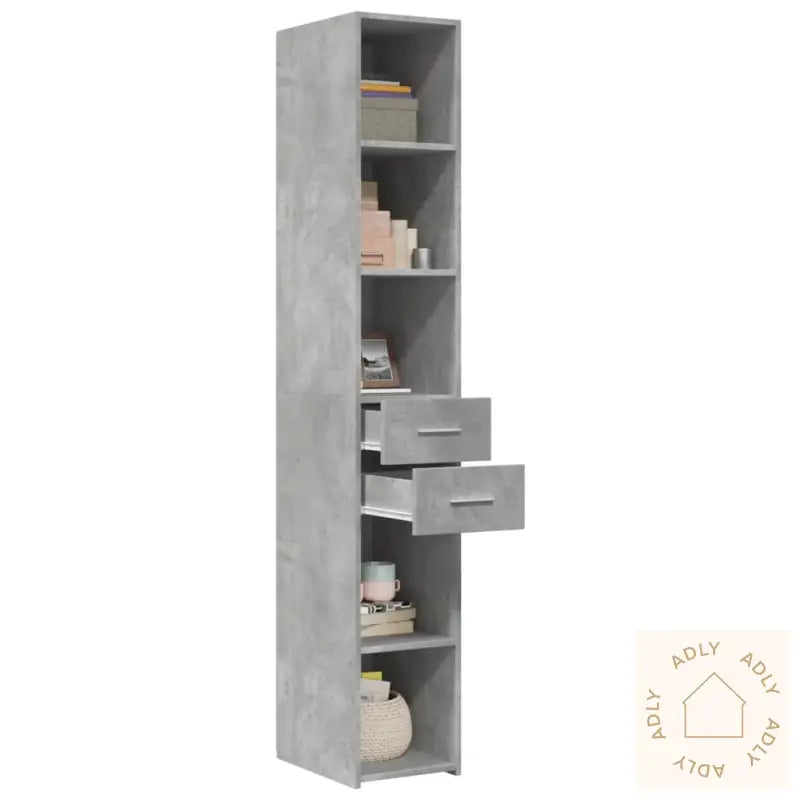 Hylle Betonggrå 30X42,5X185 Cm Konstruert Tre