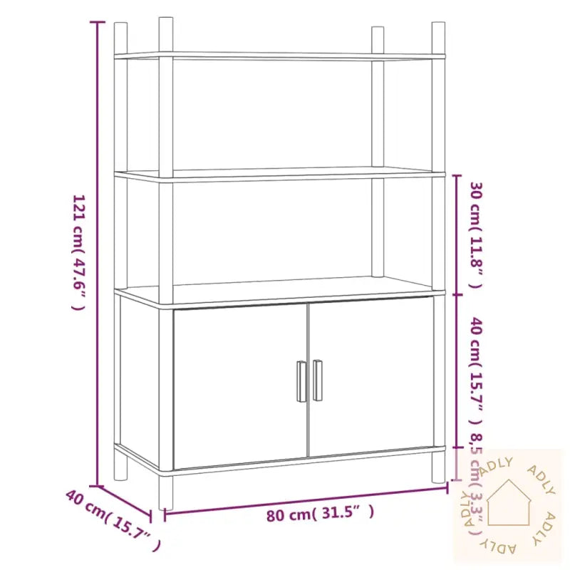 Highboard Hvit 80X40X121 Cm Konstruert Tre