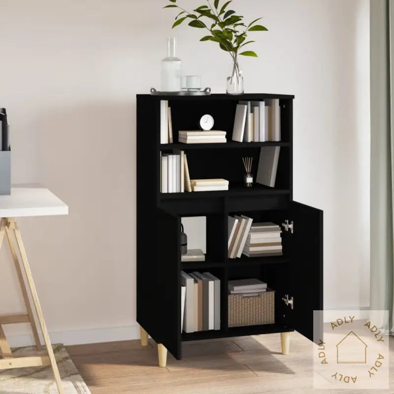 Highboard Svart 60X36X110 Cm Konstruert Tre