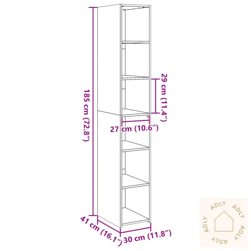 Hylle Svart 30X41X185 Cm Konstruert Tre