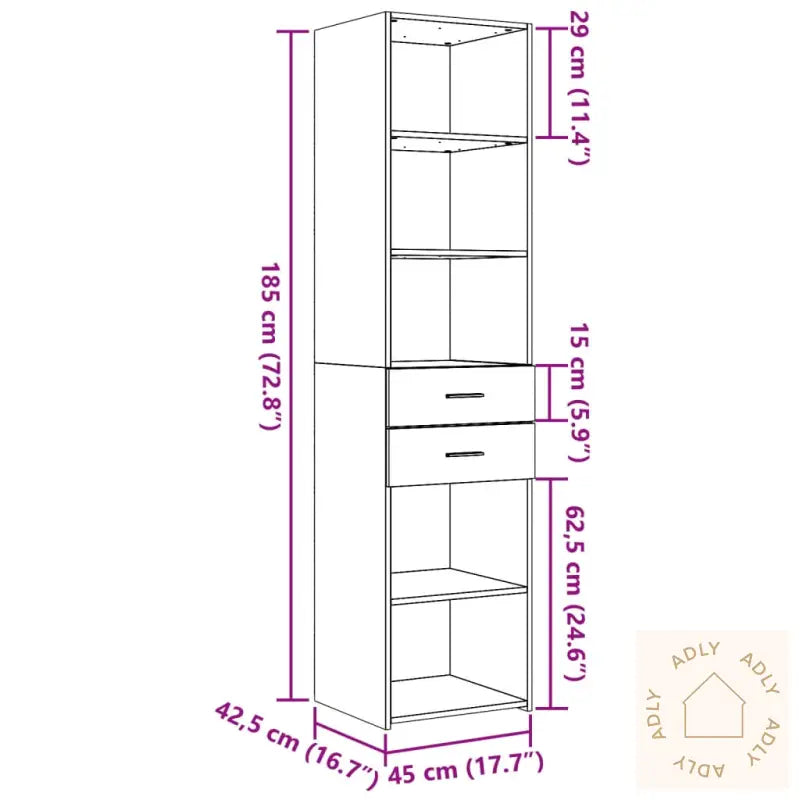 Hylle Svart 45X42,5X185 Cm Konstruert Tre