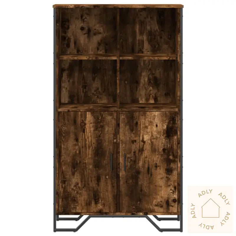 Highboard Røkt Eik 79,5X35,5X137,5 Cm Konstruert Tre