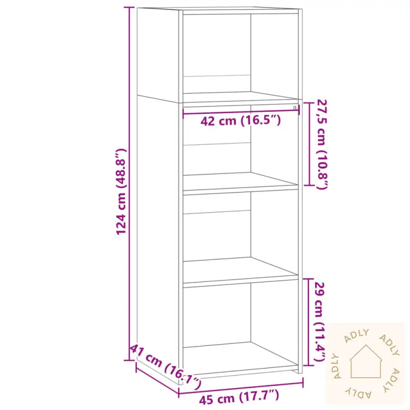 Hylle Svart 45X41X124 Cm Konstruert Tre