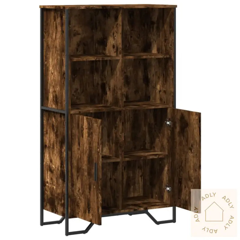 Highboard Røkt Eik 79,5X35,5X137,5 Cm Konstruert Tre