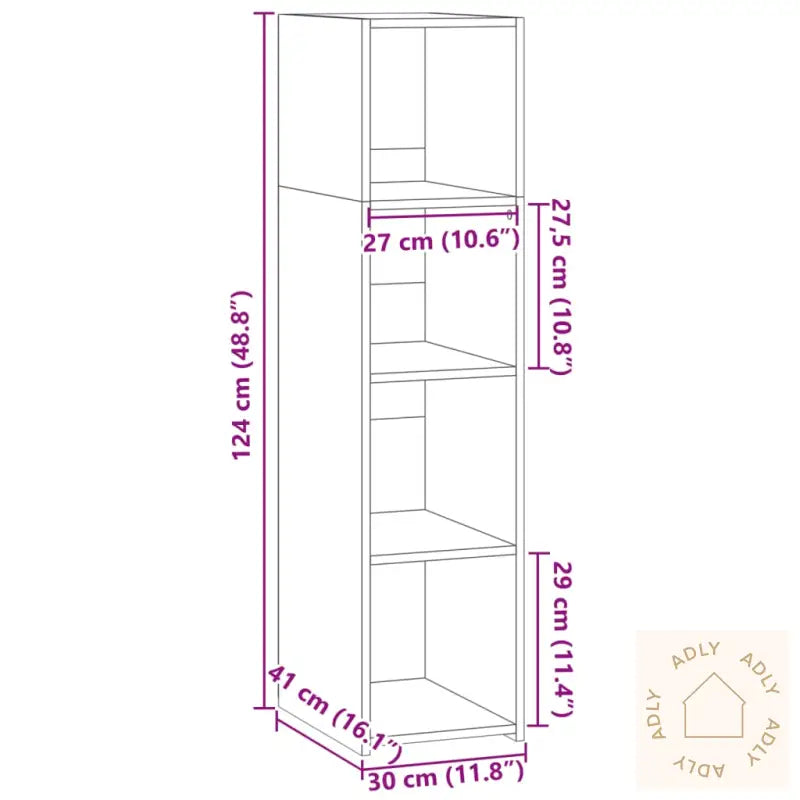Hylle Svart 30X41X124 Cm Konstruert Tre