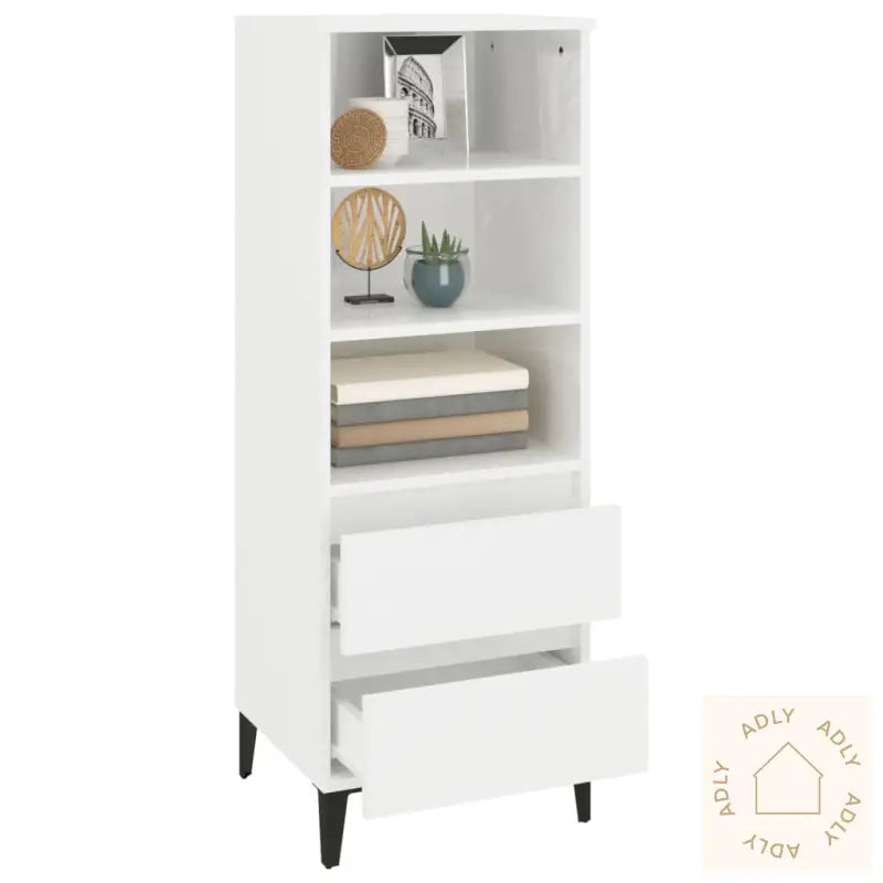 Highboard Høyglans Hvit 40X36X110 Cm Konstruert Tre