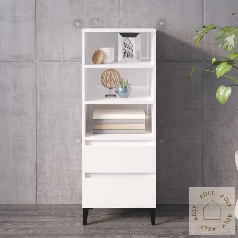 Highboard Høyglans Hvit 40X36X110 Cm Konstruert Tre