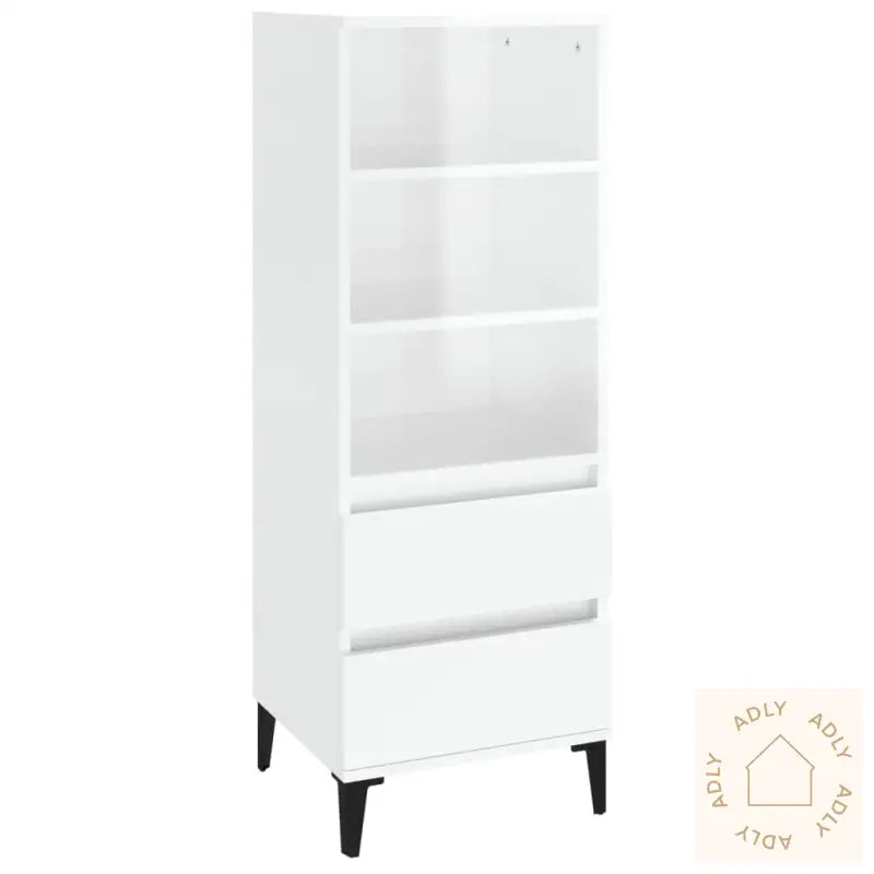 Highboard Høyglans Hvit 40X36X110 Cm Konstruert Tre