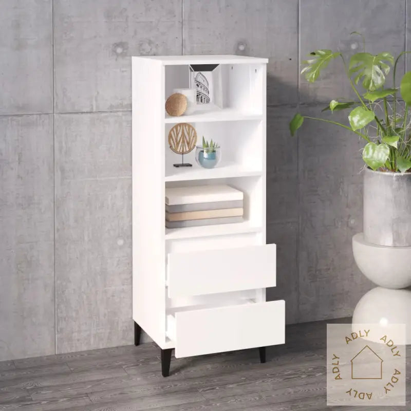 Highboard Høyglans Hvit 40X36X110 Cm Konstruert Tre