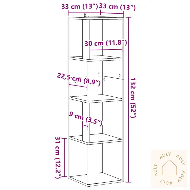 Hjørneskap Gammelt Tre 33X33X132 Cm Konstruert Tre