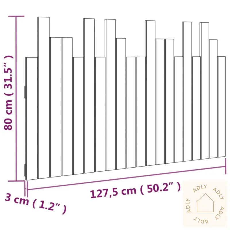 Veggmontert Sengegavl Hvit 127,5X3X80 Cm Heltre Furu