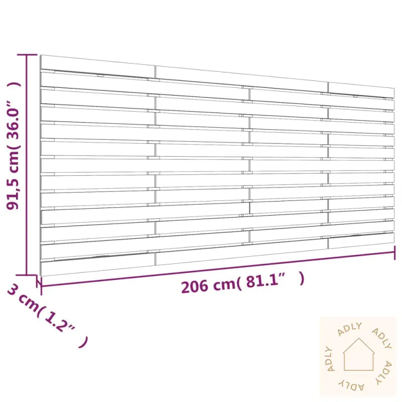 Veggmontert Sengegavl Hvit 206X3X91,5 Cm Heltre Furu