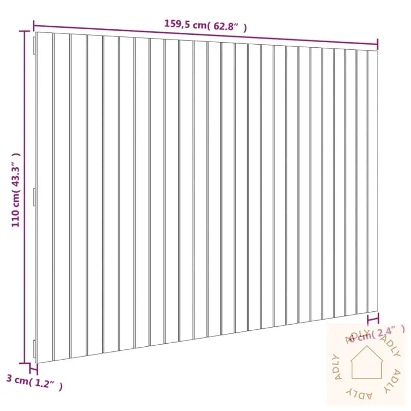 Veggmontert Sengegavl Svart 159,5X3X110 Cm Heltre Furu