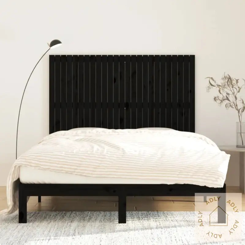 Veggmontert Sengegavl Svart 159,5X3X110 Cm Heltre Furu