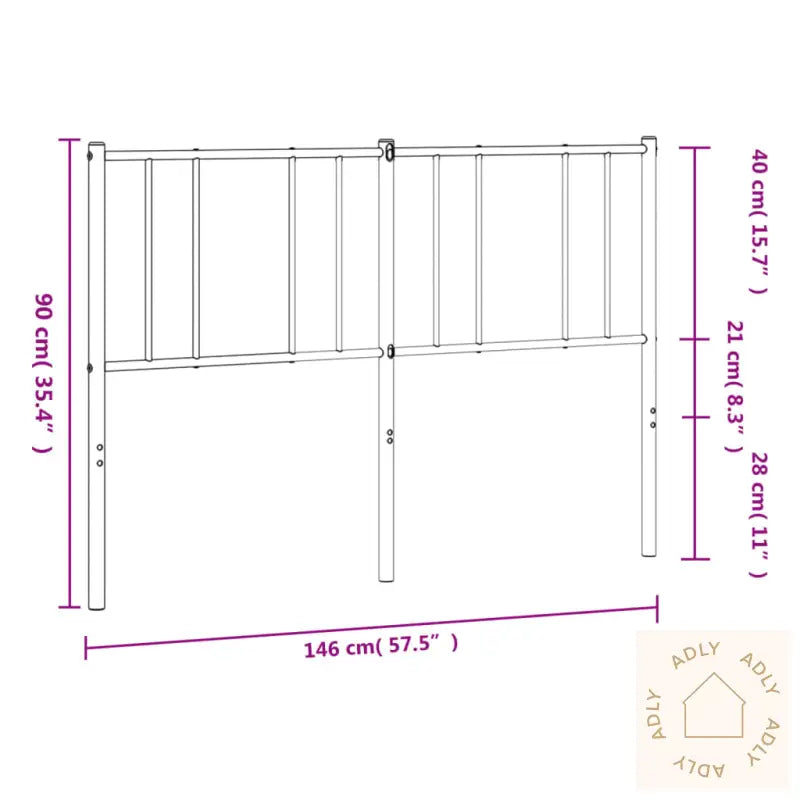 Sengegavl I Metall Svart 140 Cm
