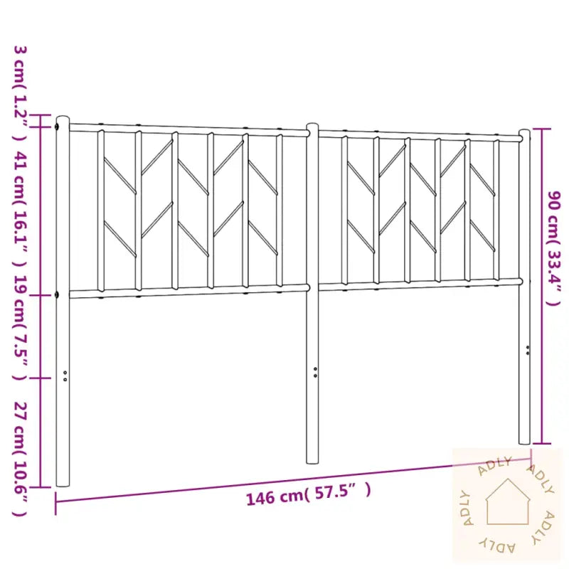 Sengegavl I Metall Svart 140 Cm