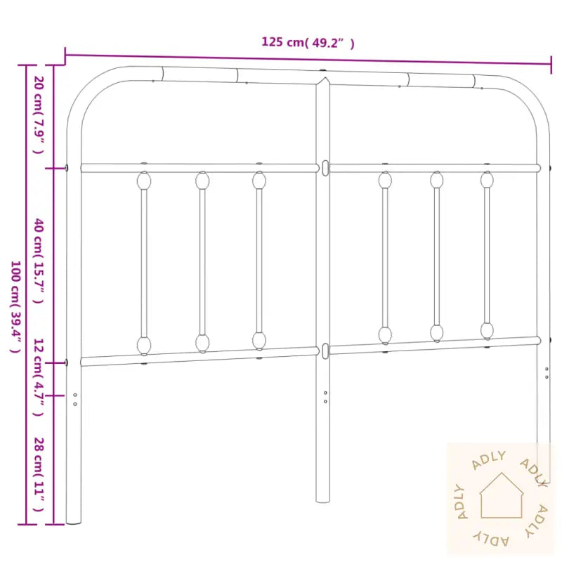 Sengegavl I Metall Svart 120 Cm