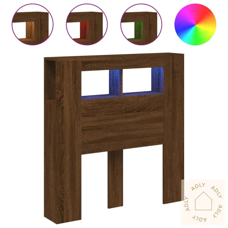 Sengegavl Med Led Brun Eik 100X18,5X103,5 Cm Konstruert Tre
