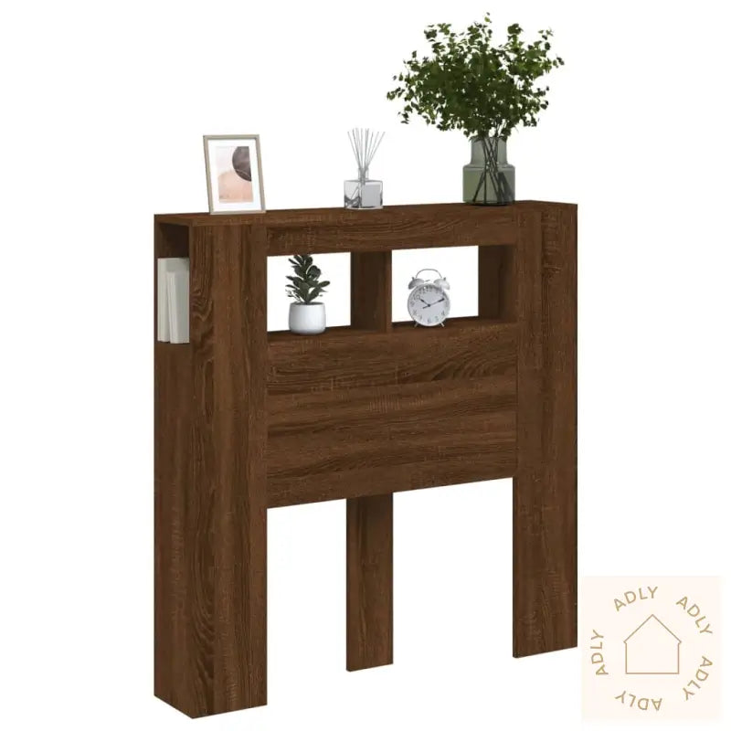 Sengegavl Med Led Brun Eik 100X18,5X103,5 Cm Konstruert Tre