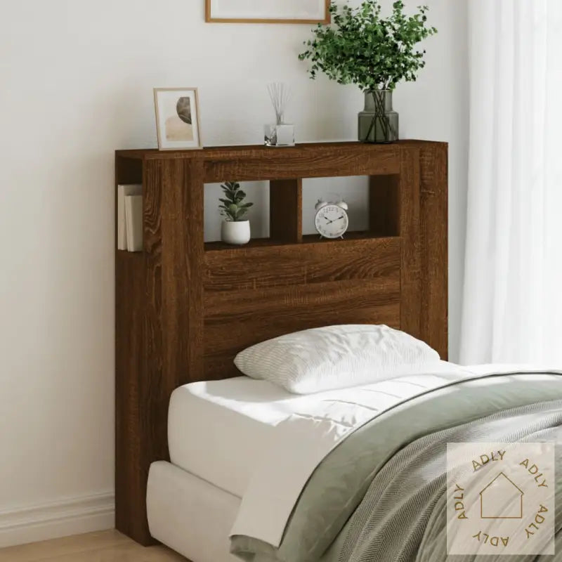 Sengegavl Med Led Brun Eik 100X18,5X103,5 Cm Konstruert Tre