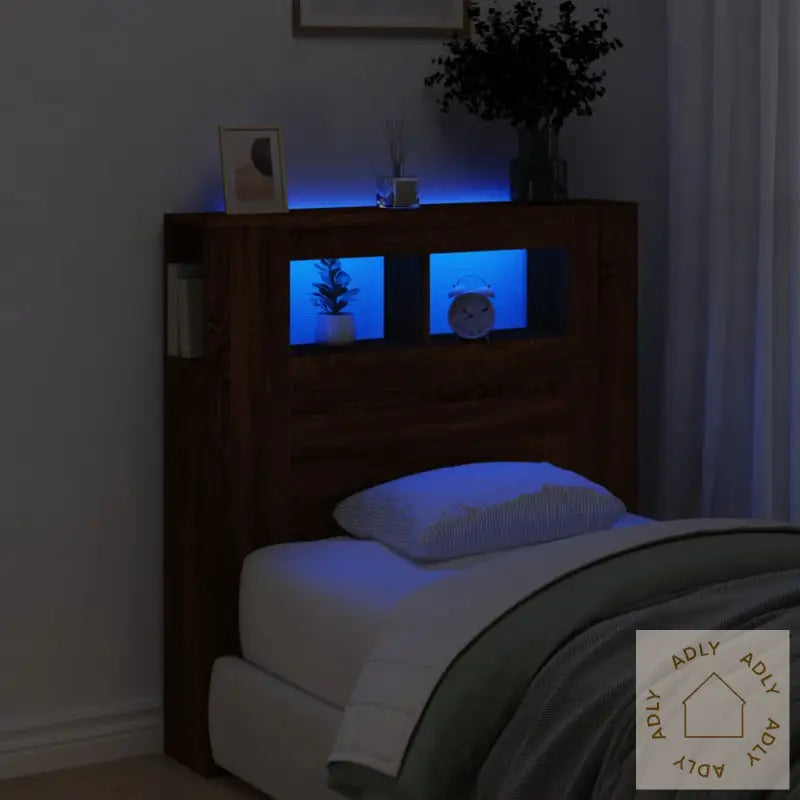 Sengegavl Med Led Brun Eik 100X18,5X103,5 Cm Konstruert Tre
