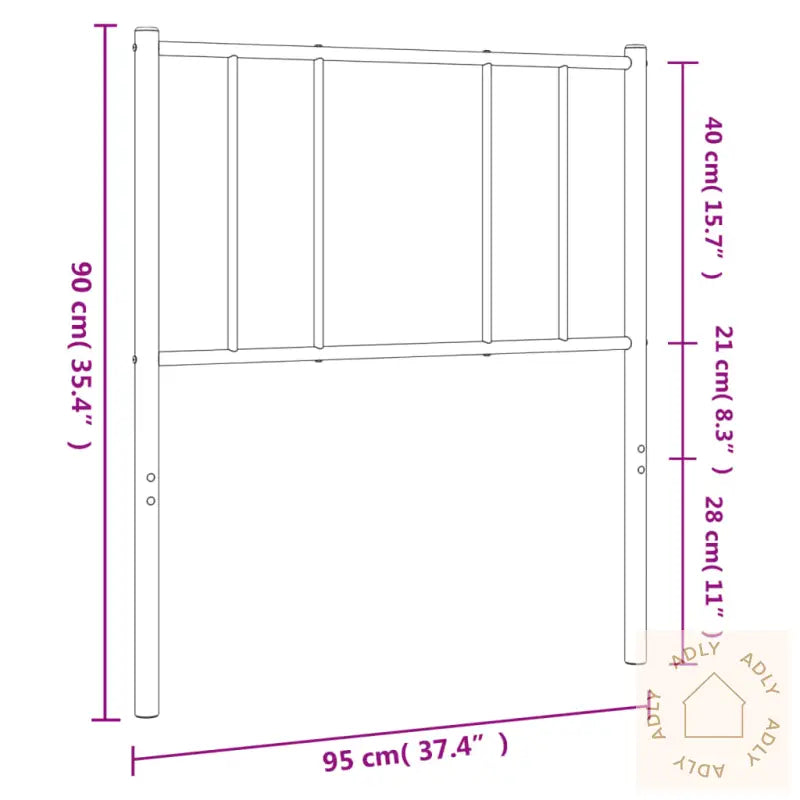 Sengegavl I Metall Svart 90 Cm