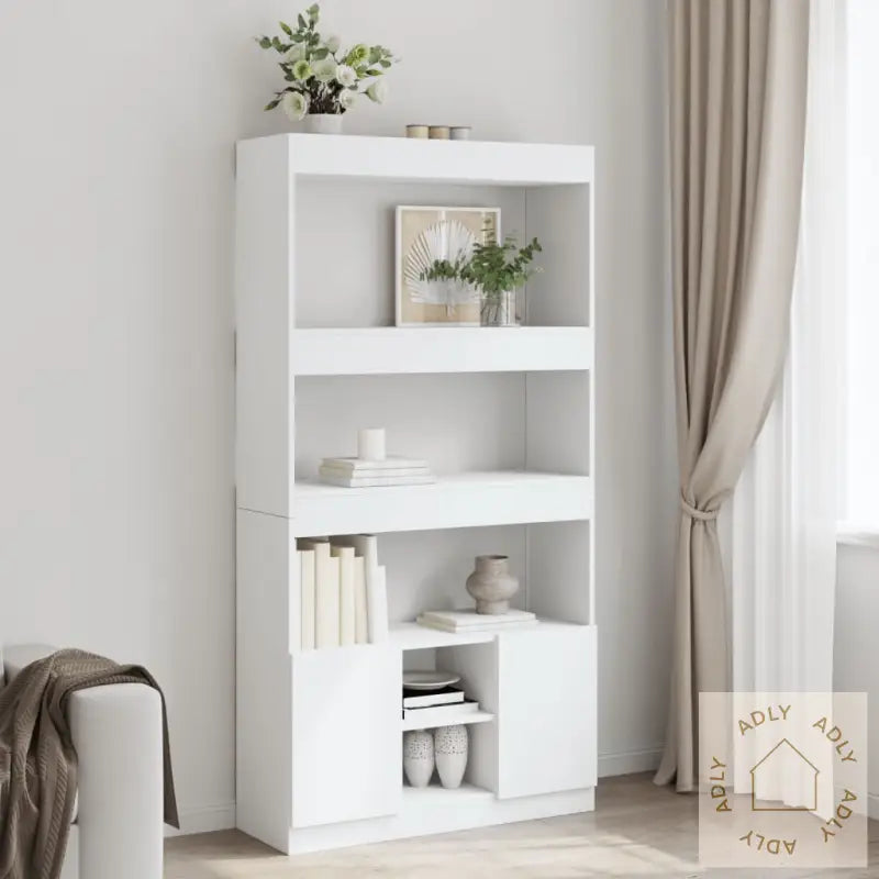 Highboard Hvit 92X33X180 Cm Konstruert Tre
