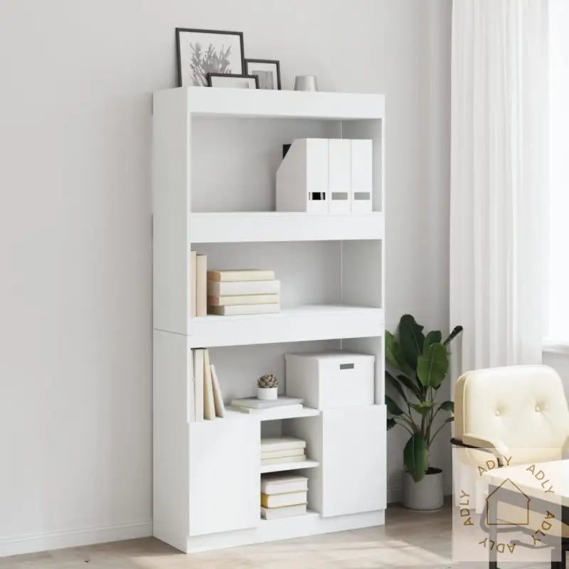 Highboard Hvit 92X33X180 Cm Konstruert Tre