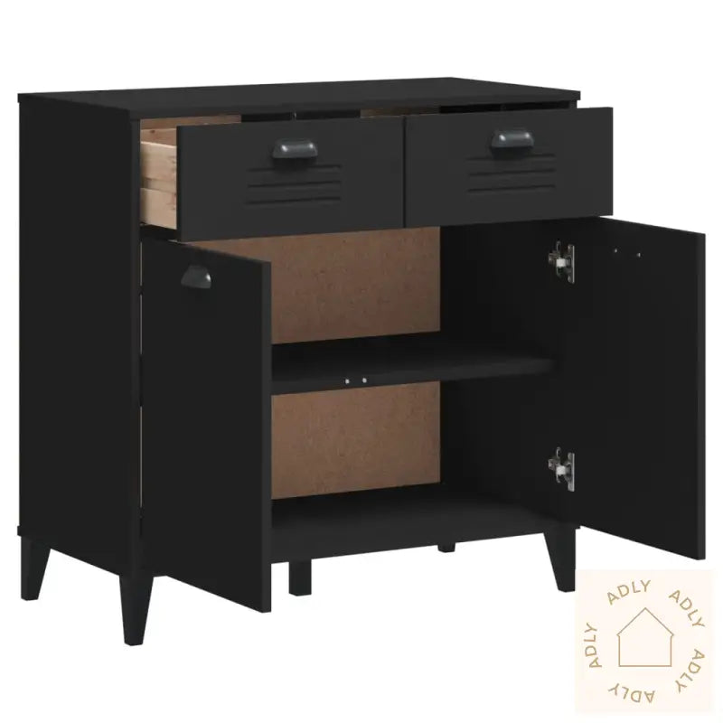 Skjenk Viken Svart 80X40X80 Cm Konstruert Tre