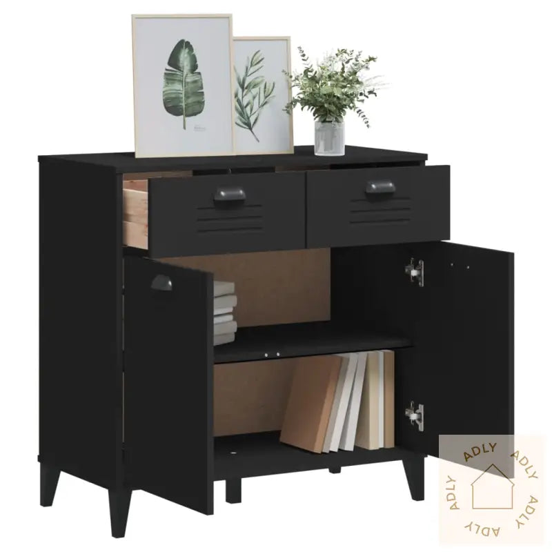 Skjenk Viken Svart 80X40X80 Cm Konstruert Tre
