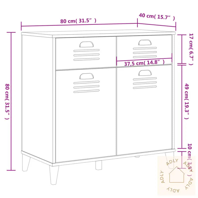 Skjenk Viken Svart 80X40X80 Cm Konstruert Tre