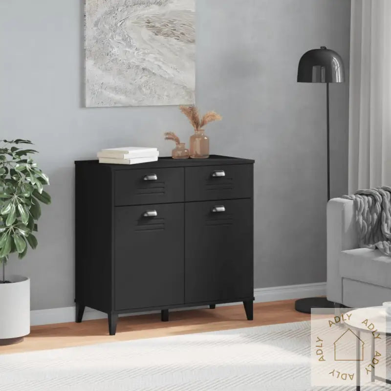 Skjenk Viken Svart 80X40X80 Cm Konstruert Tre