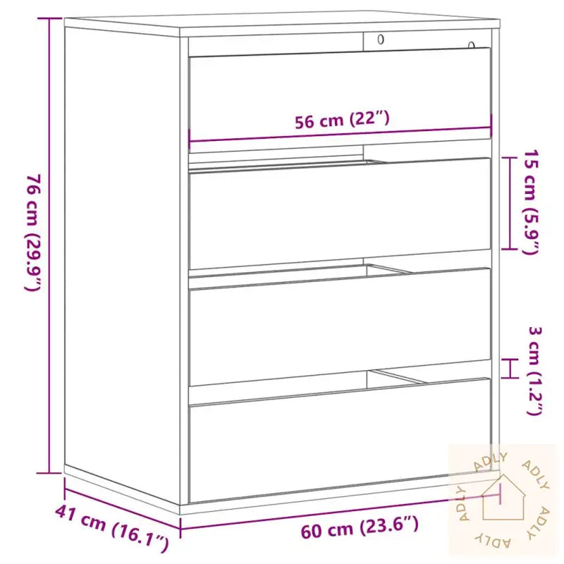 Kommode Artisan Eik 60X41X76 Cm Konstruert Tre
