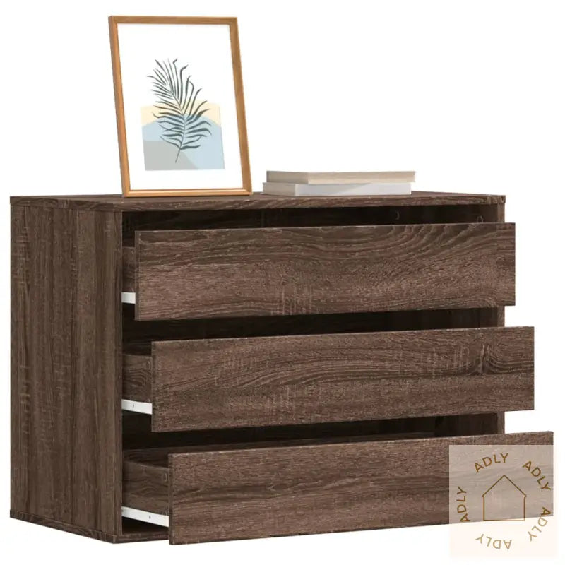 Kommode Brun Eik 80X41X58 Cm Konstruert Tre