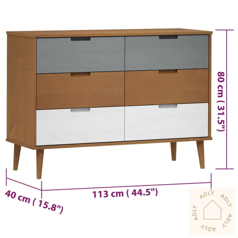 Kommode Molde Brun 113X40X80 Cm Heltre Furu