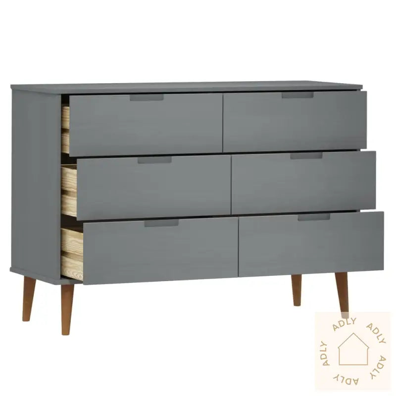 Kommode Molde Grå 113X40X80 Cm Heltre Furu