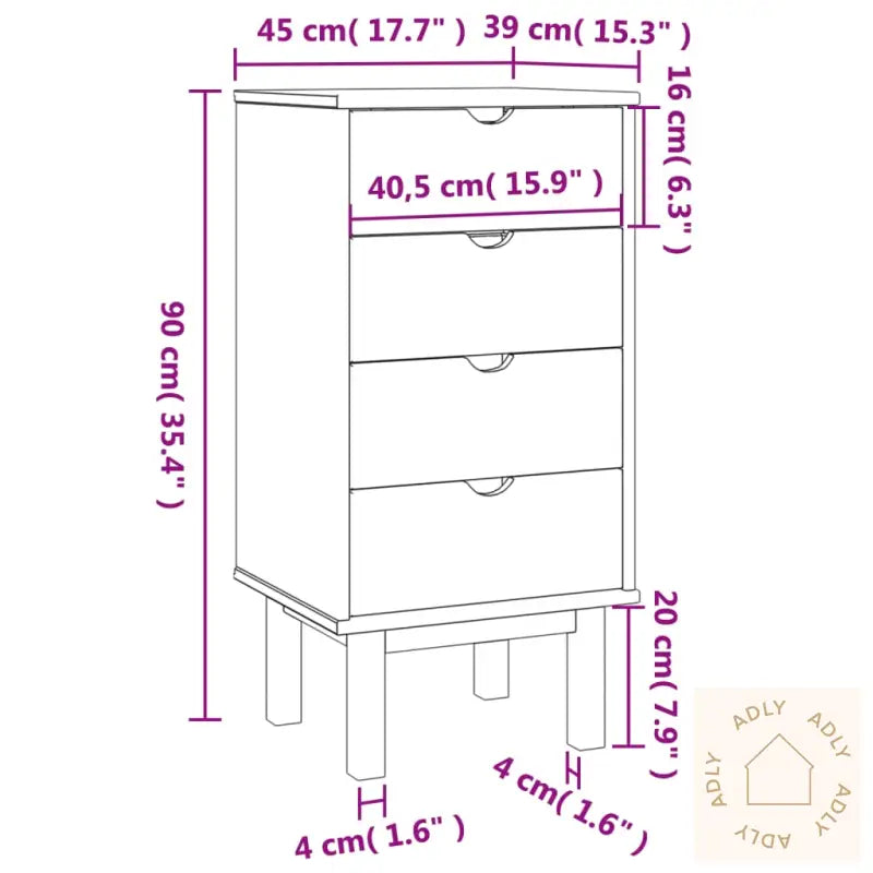 Kommode Otta 45X39X90 Cm Heltre Furu