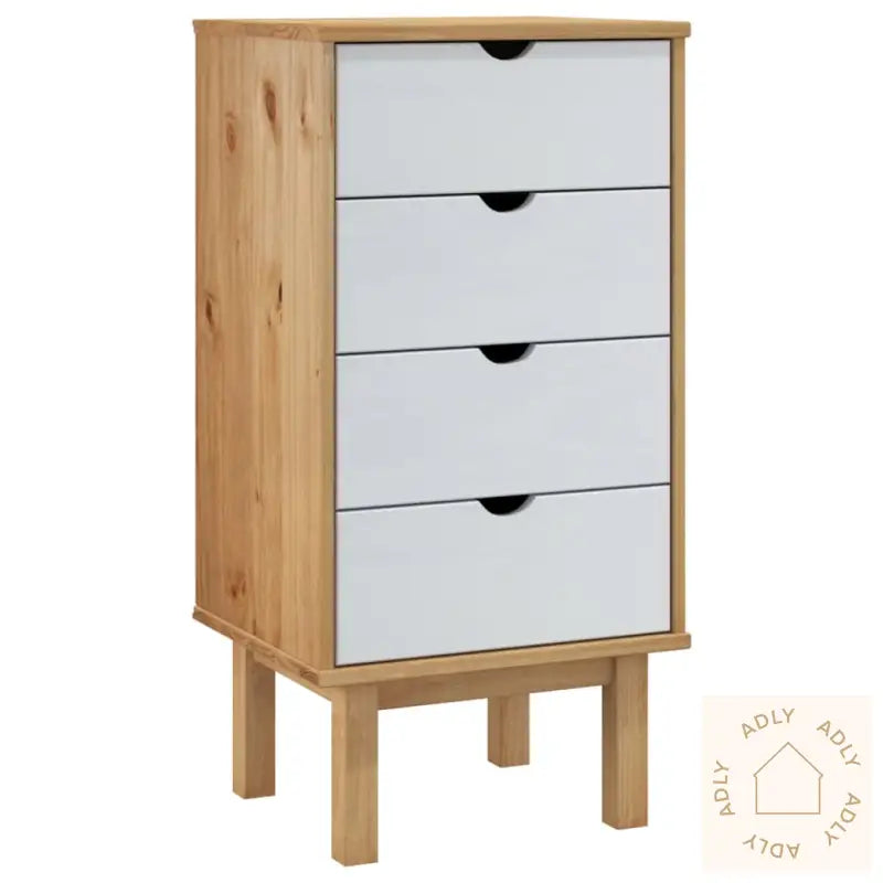 Kommode Otta Brun Og Hvit 45X39X90 Cm Heltre Furu