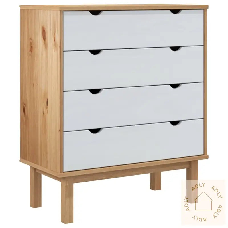 Kommode Otta Brun Og Hvit 76,5X39,5X90 Cm Heltre Furu