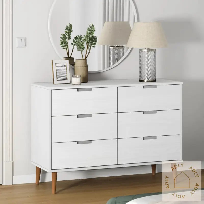 Kommode Molde Hvit 113X40X80 Cm Heltre Furu