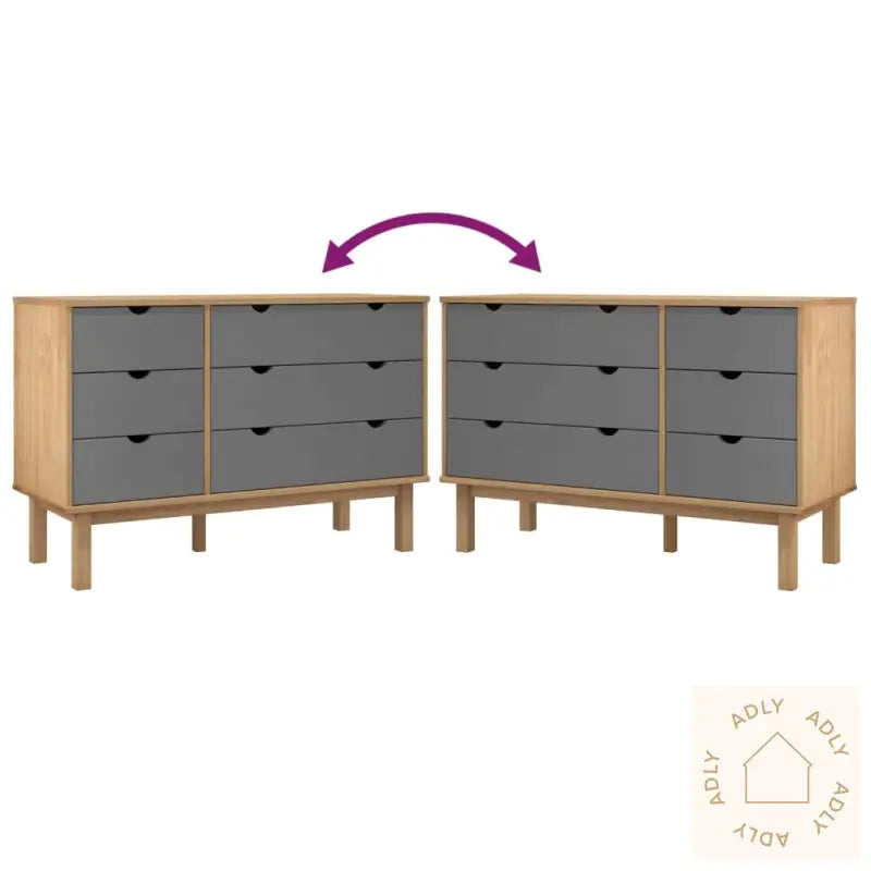 Kommode Otta Brun Og Grå 111X43X73,5 Cm Heltre Furu