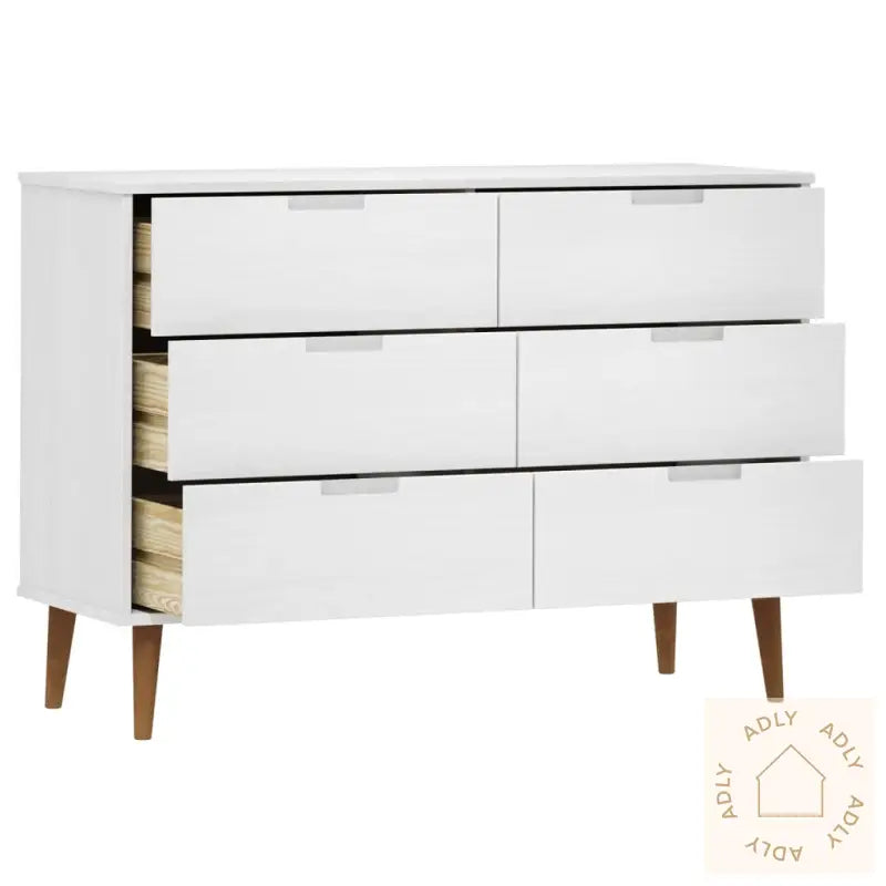 Kommode Molde Hvit 113X40X80 Cm Heltre Furu