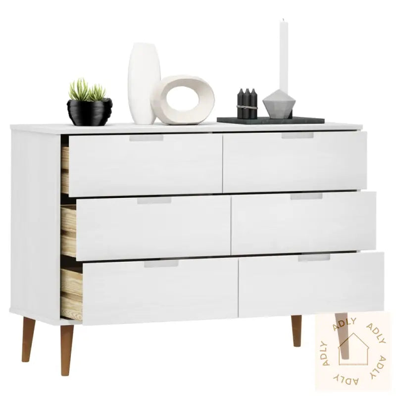 Kommode Molde Hvit 113X40X80 Cm Heltre Furu