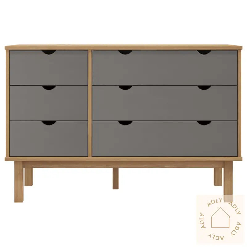 Kommode Otta Brun Og Grå 111X43X73,5 Cm Heltre Furu