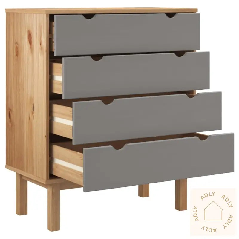 Kommode Otta Brun Og Grå 76,5X39,5X90 Cm Heltre Furu