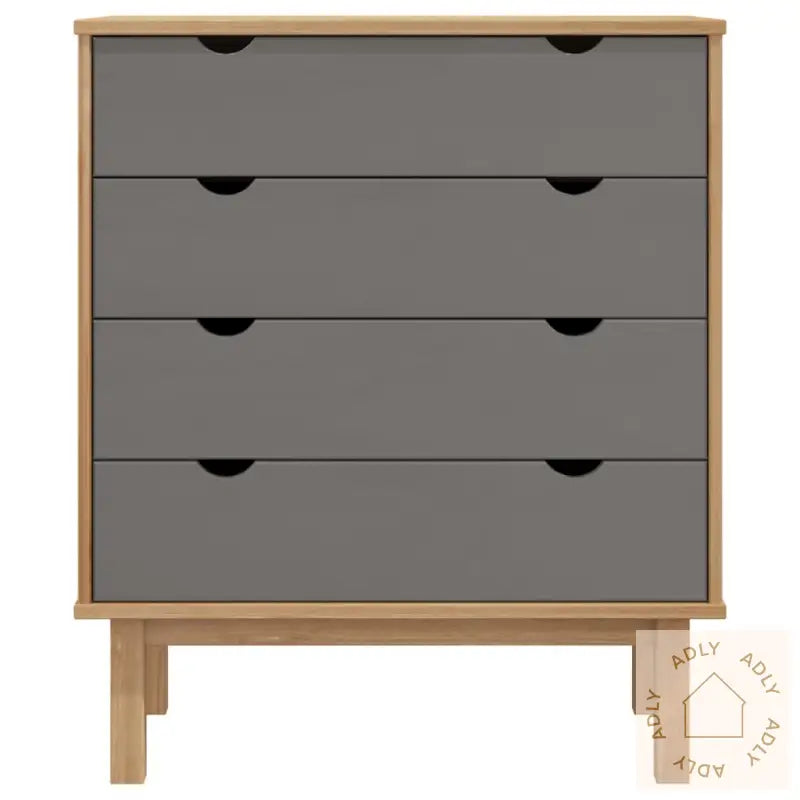 Kommode Otta Brun Og Grå 76,5X39,5X90 Cm Heltre Furu